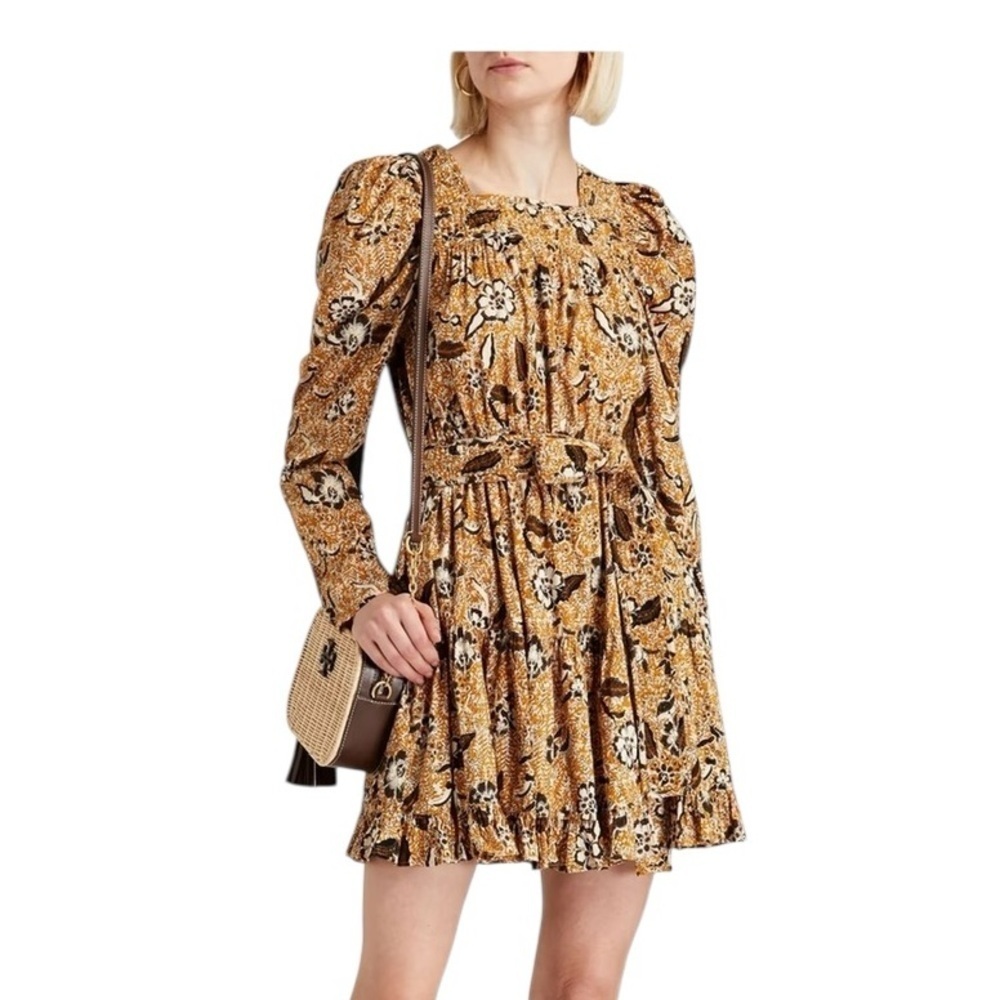 Ulla Johnson Nailah Brown Fall Floral Mini Dress